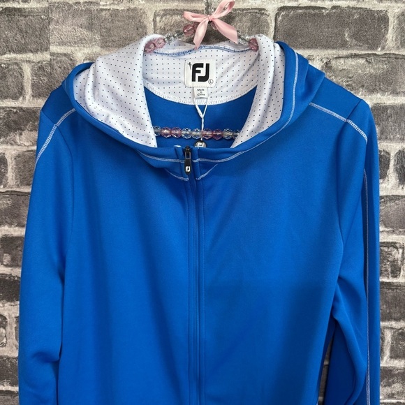 NWT Footjoy Double Layer Jersey Full Zip Hoody sweater Royal blue - Picture 2 of 13